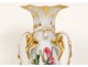 Large vase Paris porcelain flowers foliage gilt Napoleon III nineteenth