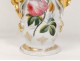 Large vase Paris porcelain flowers foliage gilt Napoleon III nineteenth