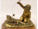 Gilded bronze sculpture, Child and Cat, J.D Aste, 19th
