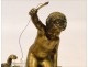 Gilded bronze sculpture, Child and Cat, J.D Aste, 19th