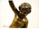 Gilded bronze sculpture, Child and Cat, J.D Aste, 19th