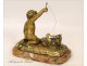 Gilded bronze sculpture, Child and Cat, J.D Aste, 19th