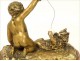 Gilded bronze sculpture, Child and Cat, J.D Aste, 19th