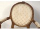 Pair Louis XVI armchairs convertible carved gilt medallion NapIII nineteenth