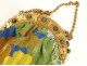 Green evening bag golden brass beads flowers nineteenth century Art Nouveau