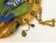Green evening bag golden brass beads flowers nineteenth century Art Nouveau