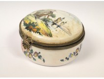 Pillbox earthenware Marseille Veuve Perrin Seascape flowers twentieth