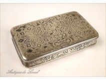 Solid silver snuff box flowers Minerva Napoleon III nineteenth century