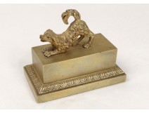 Gilt bronze inkwell dog food french antique inkwell nineteenth century