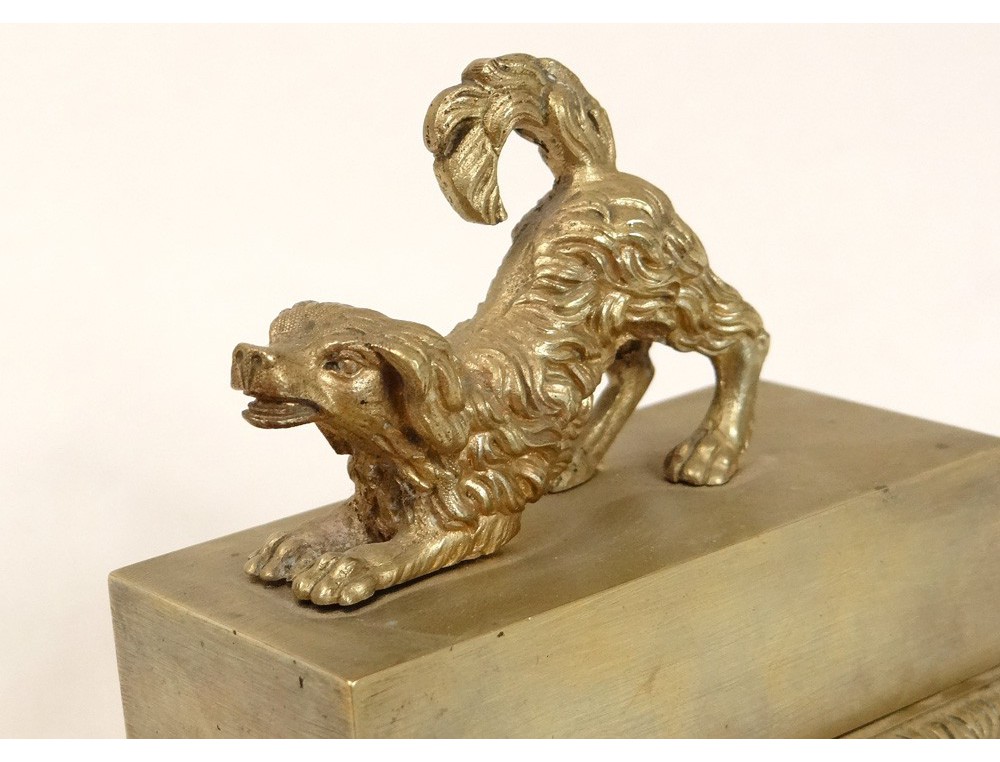 Broche Ancienne Chien En Bronze Doré - Fin XIXe Début XXe Siècle - Style Art Déco