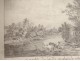 English garden landscape charcoal drawing Villette Blois E.Guibert nineteenth century