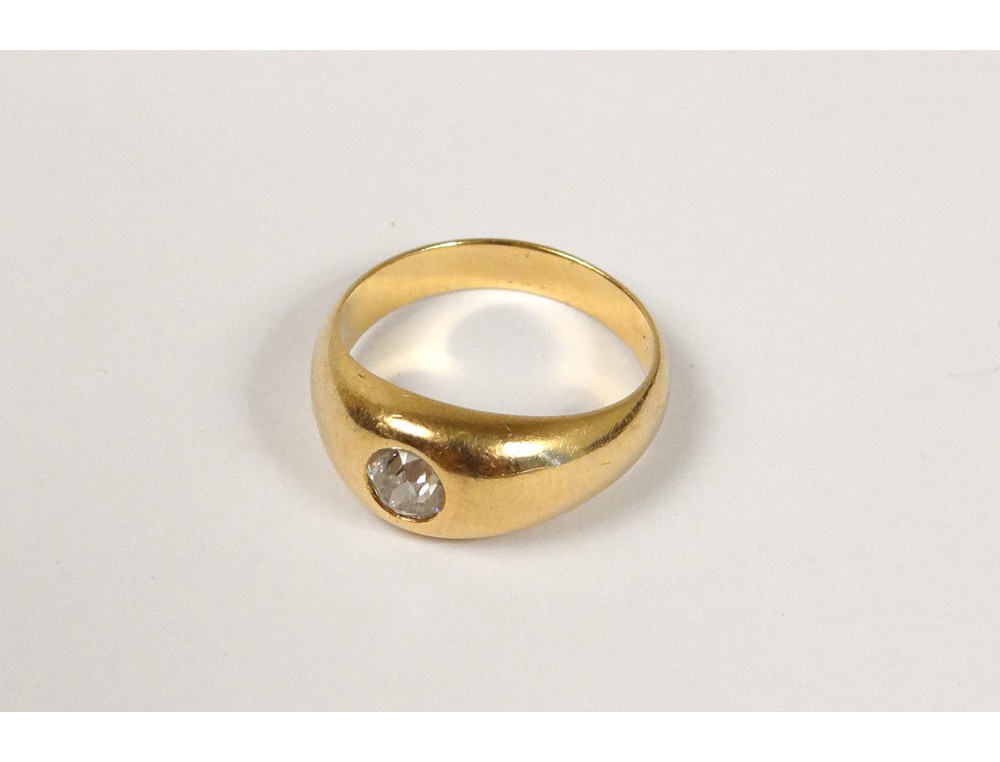 Bague or massif 18 carats diamant 0 30ct ring gold diamond XXeme siecle
