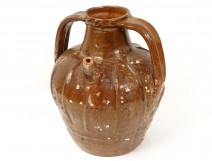 Old oil jar glazed terracotta Centre Auvergne France eighteenth