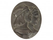 Medallion sculpture bas-relief bronze Raffaello Raphael Fornarina XIX