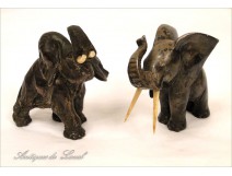 Elephants silver metal sculptures, G.Cacciapuoti, 20th