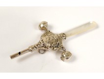 Rattle whistle sterling silver pearl diddle nursery rhyme bells nineteenth