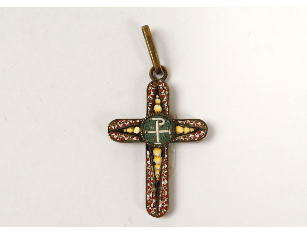 Pendentif Ancien En Mosaïque Antique - Forme Ovale - Métal Inconnu - Occasion