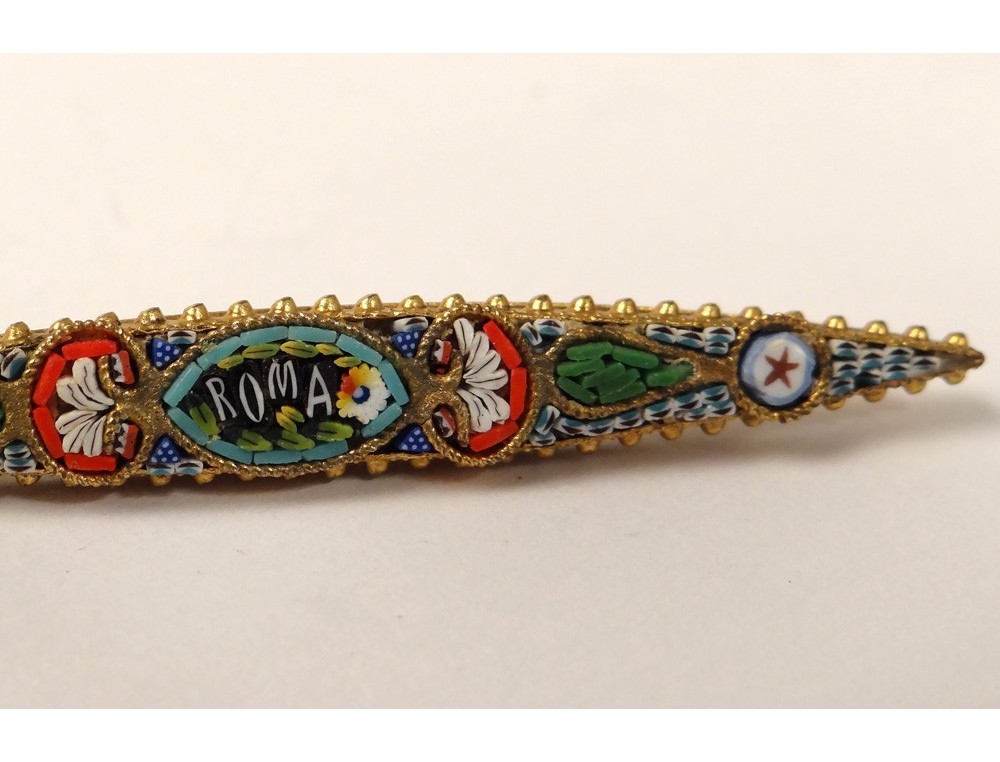 Broche ancienne en micro-mosaïque 1920 - France