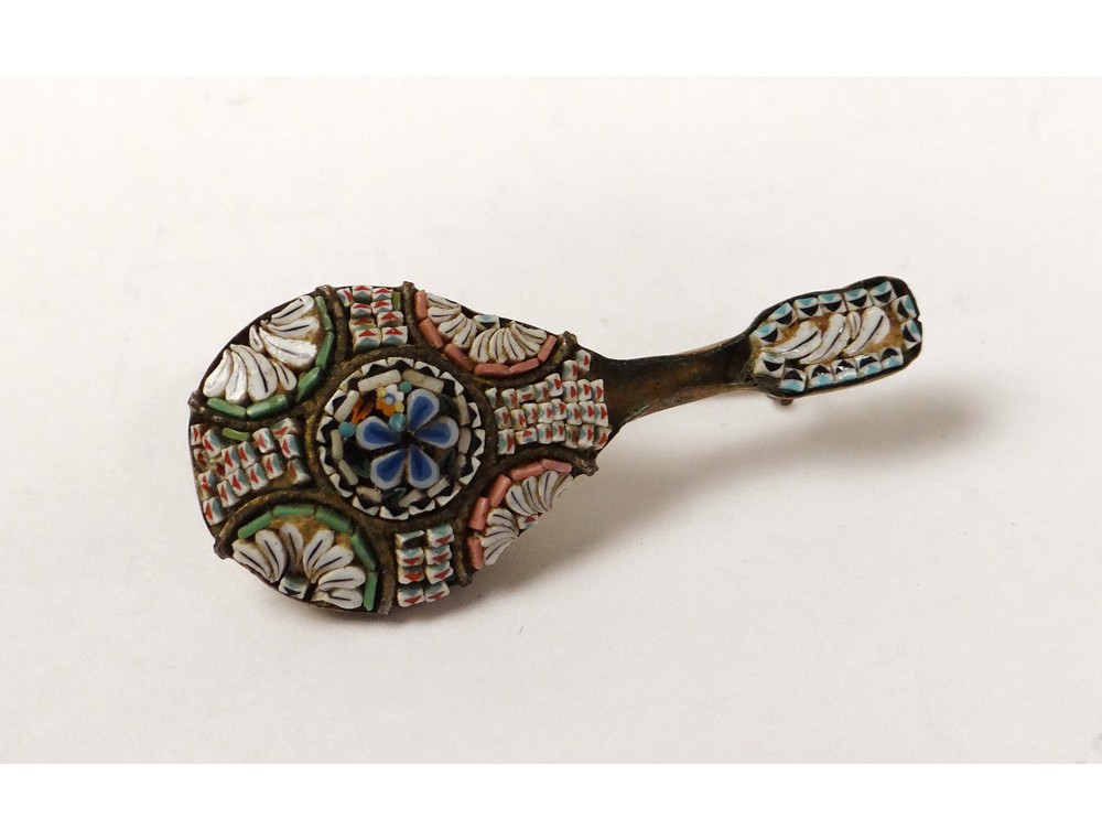 Rare Broche Ancienne Micro-mosaïque - French Antique Vintage - Métal
