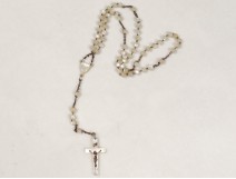 Rosary beads pearl silver metal crucifix christ nineteenth century