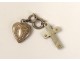 Cross miniature pendant Sacred Heart silver metal silver christ nineteenth