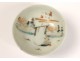 Small bowl miniature Chinese porcelain boat landscape signed chinese nineteenth