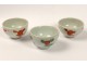 3 small bowls miniature Chinese porcelain flowers chinese export nineteenth