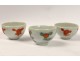 3 small bowls miniature Chinese porcelain flowers chinese export nineteenth