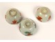 3 small bowls miniature Chinese porcelain flowers chinese export nineteenth
