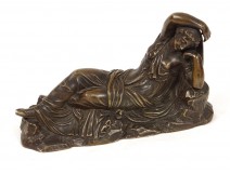 Bronze sculpture young woman in ancient vestal nineteenth century