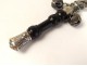 Rattle whistle silver metal blackened wood character Pierrot moon twentieth century