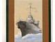 Gouache painting boat warship twentieth century