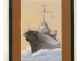 Gouache painting boat warship twentieth century
