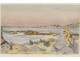 Watercolor landscape Saint-Cado Etel river bridge Lorois Castaing Britain twentieth