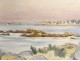 Watercolor landscape Saint-Cado Etel river bridge Lorois Castaing Britain twentieth