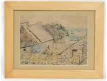 Watercolor landscape Ile-aux-Moines Morbihan Brittany Fourcade twentieth-Berge