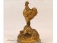 Bronze Sculpture gilded and marble, Roosters, Alonzo, 19th