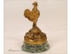 Bronze Sculpture gilded and marble, Roosters, Alonzo, 19th