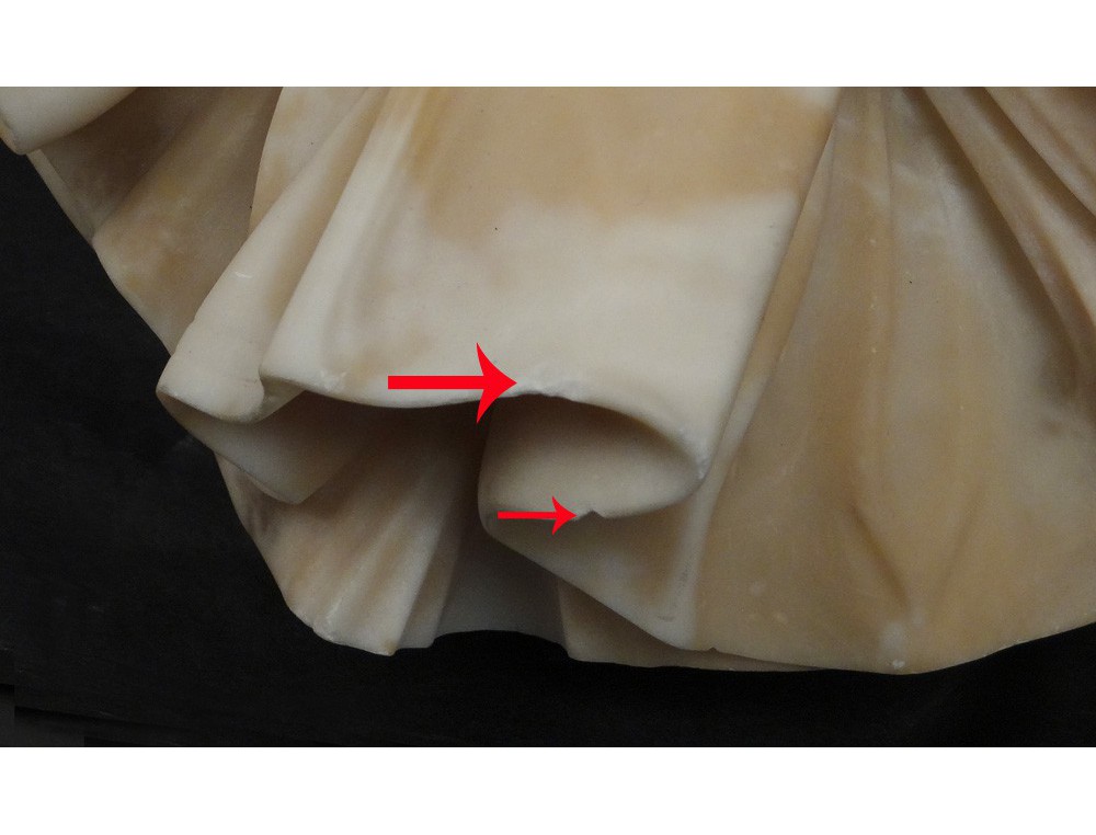 Rare alabaster sculpture bust character Pierrot Trafeli Febo twentieth