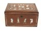 Tea box wood inlaid mother of pearl Asian characters Vietnam nineteenth