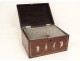 Tea box wood inlaid mother of pearl Asian characters Vietnam nineteenth