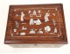 Tea box wood inlaid mother of pearl Asian characters Vietnam nineteenth
