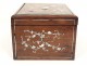 Tea box wood inlaid mother of pearl Asian characters Vietnam nineteenth
