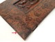 Bas-relief carved panel King David harp Israel magnifying glass adorns walnut XVII