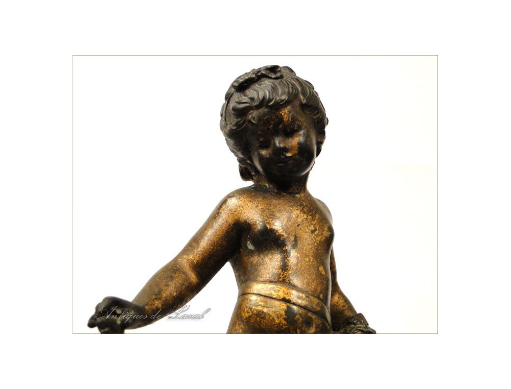 Paire D'angelots Musiciens En Bois Sculpté - Début XIXe Siècle, Bronze Et Bois, Asie