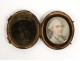 Miniature painted oval medallion portrait France King Louis XVI XVIII
