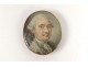 Miniature painted oval medallion portrait France King Louis XVI XVIII