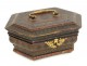 Jewelry box leather box embossed gilt brass flower palmette nineteenth century