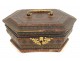 Jewelry box leather box embossed gilt brass flower palmette nineteenth century