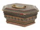 Jewelry box leather box embossed gilt brass flower palmette nineteenth century